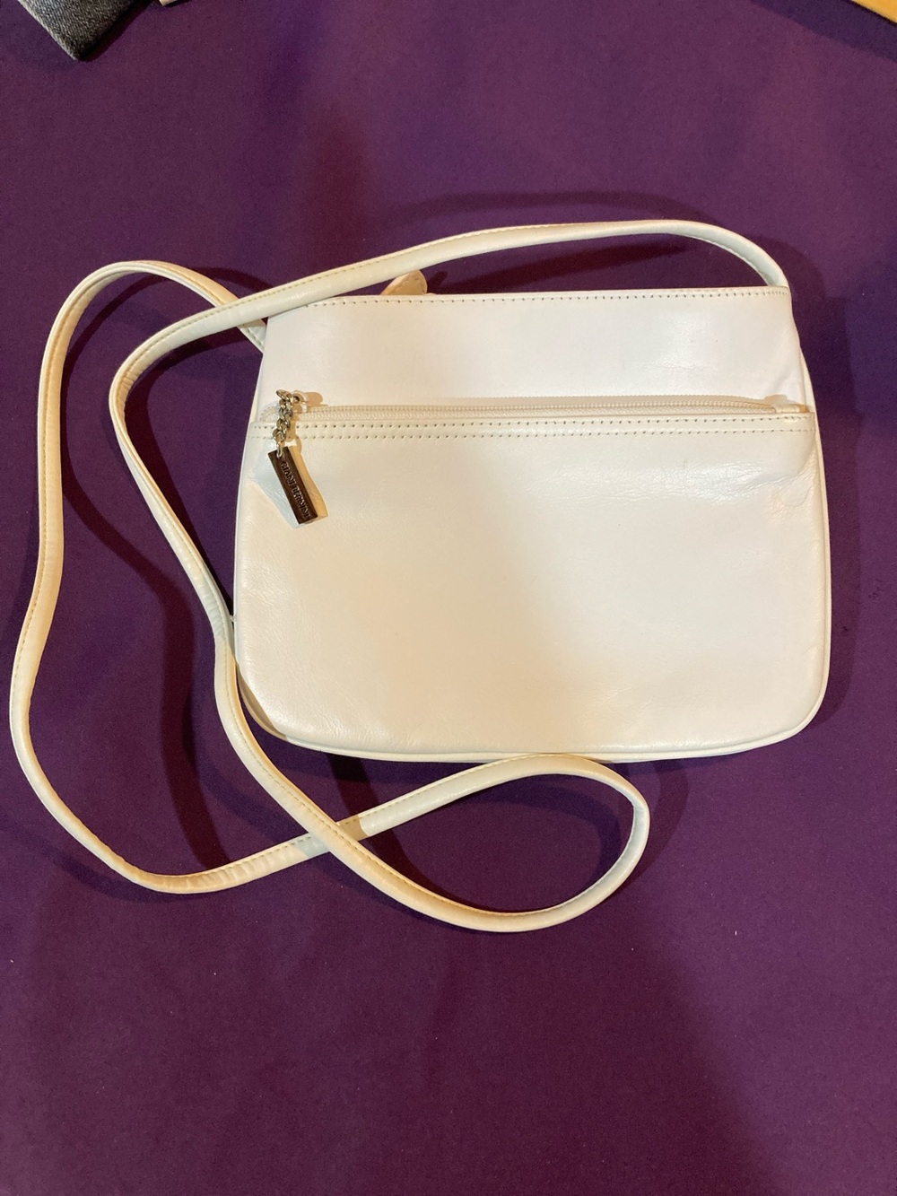 Giani Bernini White Crossbody Bag with Front Zip Charm